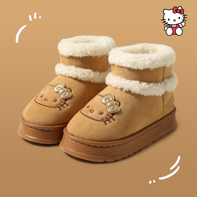 Women Shoes Boots - Cute Warm Cotton Slippers Hello Kitty