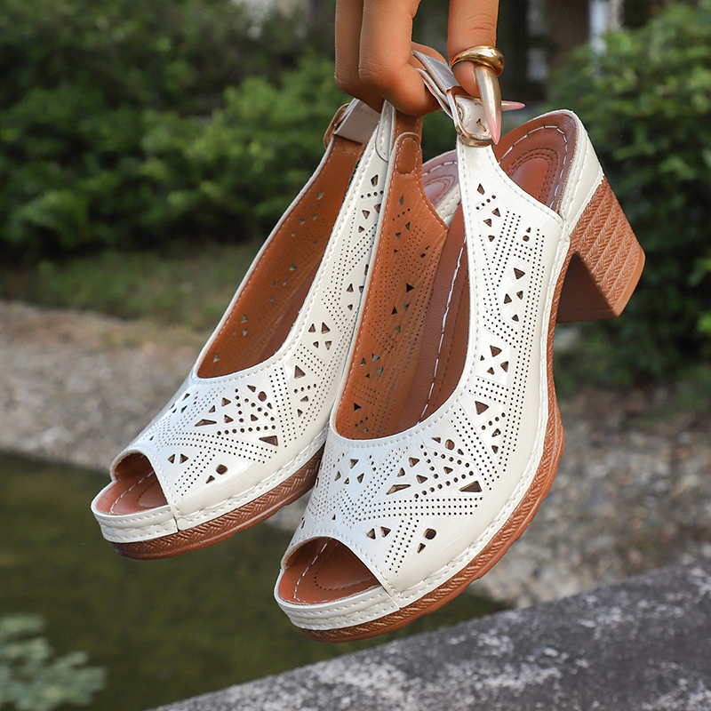 Jelly Sandal Women - Vintage Hollow Out High Heels Sandals