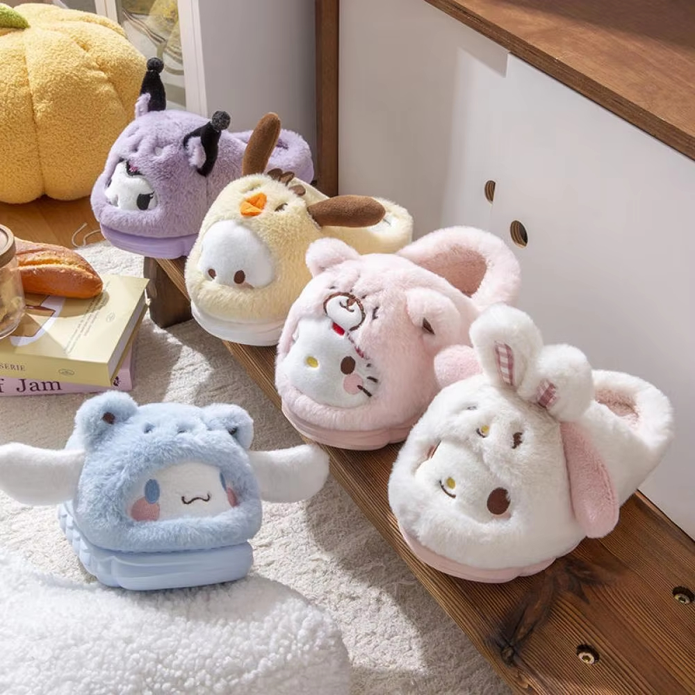Women Shoes Winter - Anime Winter Plush Slippers Kuromi Hello