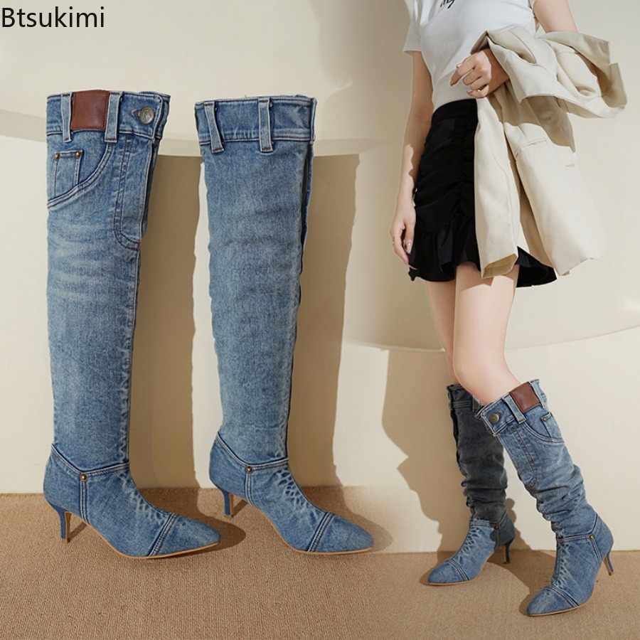 Women Shoes Jeans - 2026 Spring Autumn Women's Thigh High