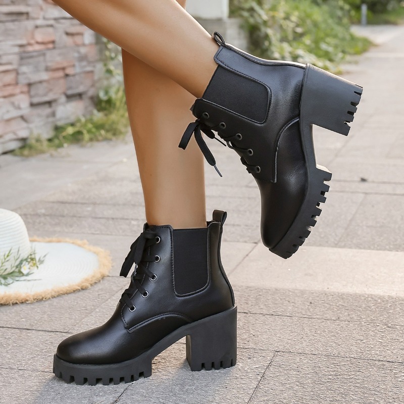 Block Heel Ankle Boots - Block Heel Booties Women's Autumn and