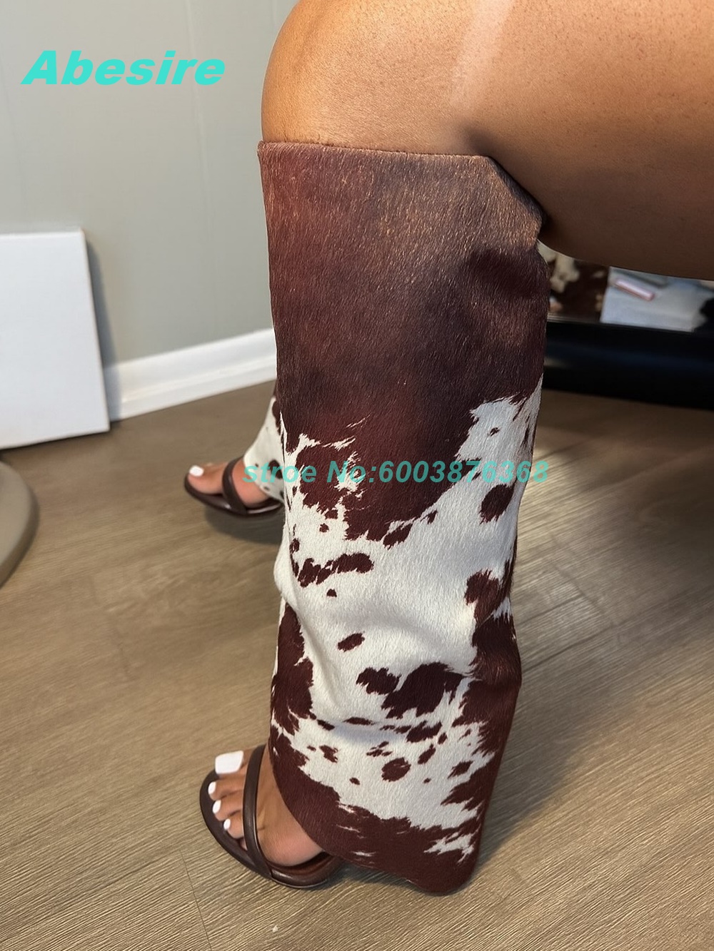 Cow Pattern Patchwork Suede Sa – Women Shoes Boots recenzja i cena