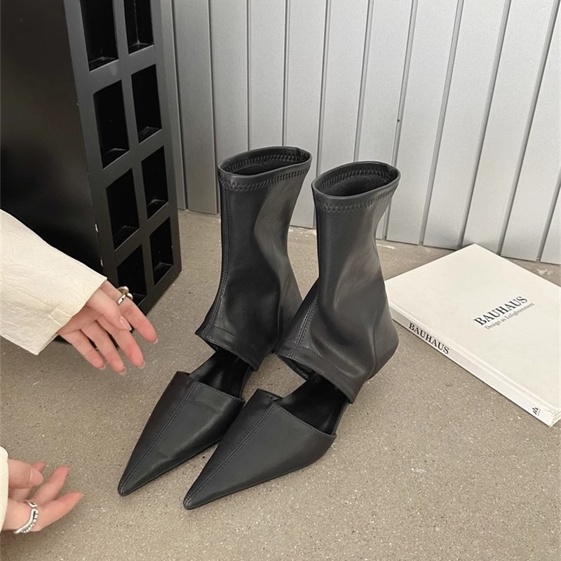 New Black Pointed Hollowed Out – Women Shoes Boots recenzja i cena