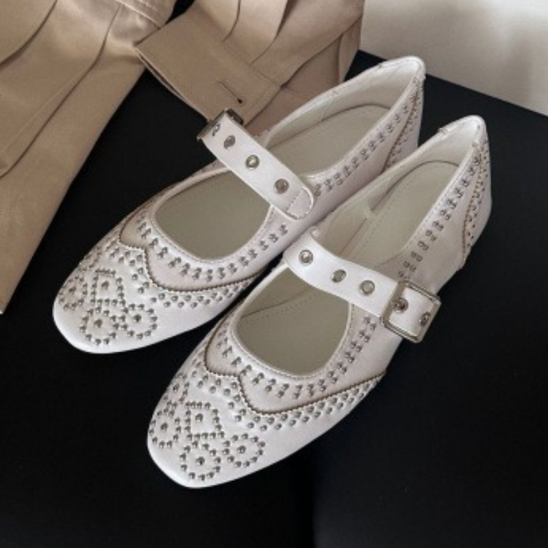 Retro Rivet Buckle Design Flat – Shoes For Women Flats recenzja i cena