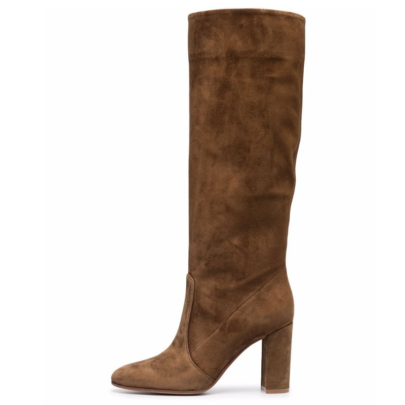 Retro Chunky Heel Long-leg Boo – High Knee Heel Boots recenzja i cena