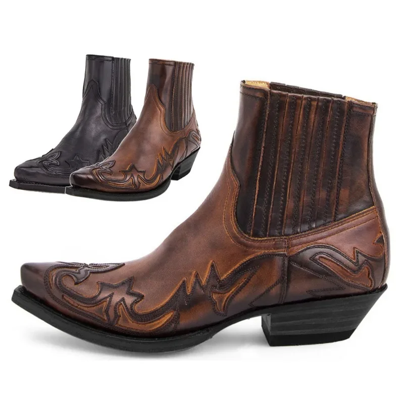 New Men's Boot Handmade Wedge  – Block Heel Ankle Boots recenzja i cena