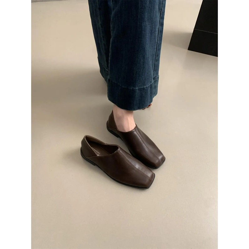 Retro Square Head Flat Leather – Women Shoes Winter recenzja i cena