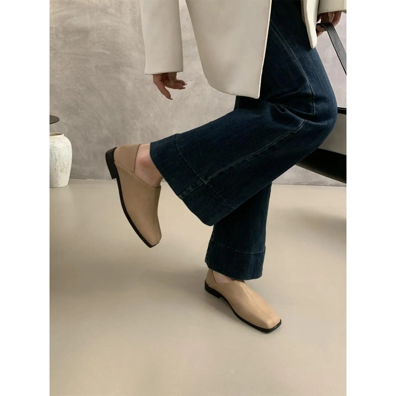 Retro Square Head Flat Leather – Women Shoes Winter recenzja i cena