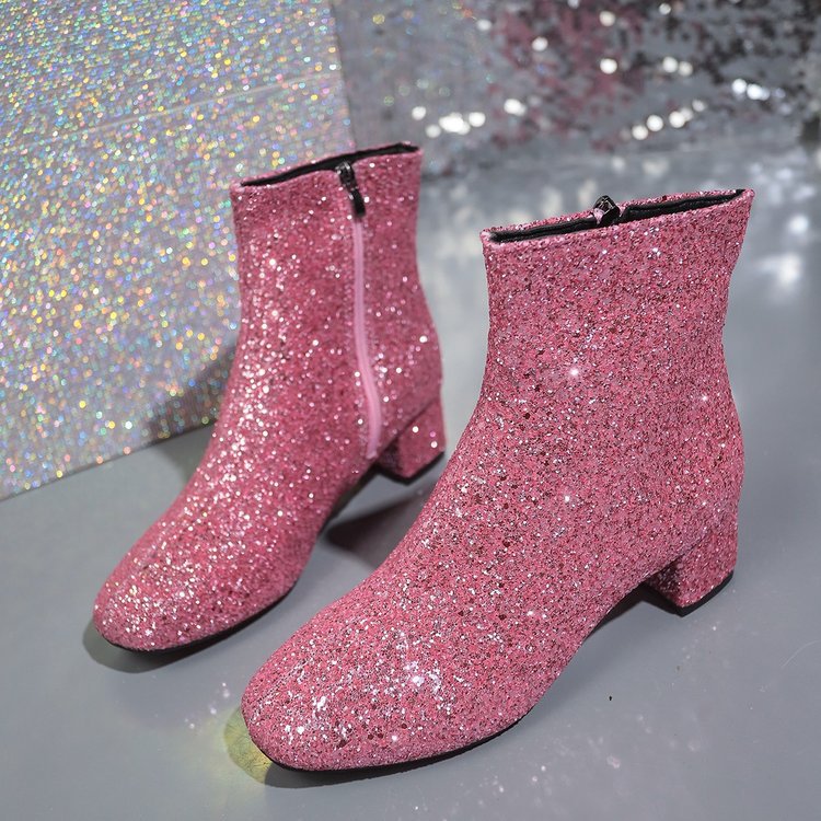 Fashion Women's Boots Bling So – Block Heel Ankle Boots recenzja i cena