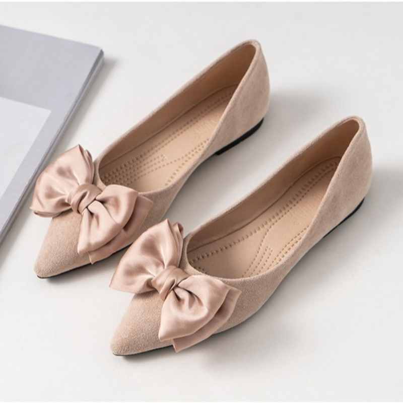 Silk Bowknot Flats Women Flock – Shoes For Women Flats recenzja i cena