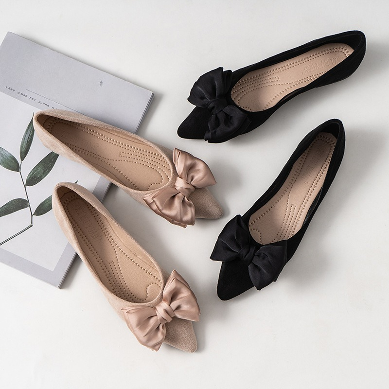 Silk Bowknot Flats Women Flock – Shoes For Women Flats recenzja i cena