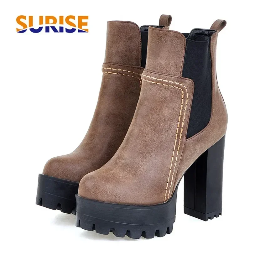 Big Size Winter Women Chelsea  – Block Heel Ankle Boots recenzja i cena