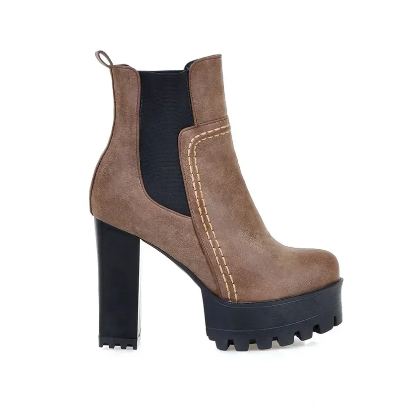 Big Size Winter Women Chelsea  – Block Heel Ankle Boots recenzja i cena