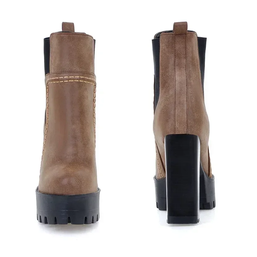 Big Size Winter Women Chelsea  – Block Heel Ankle Boots recenzja i cena