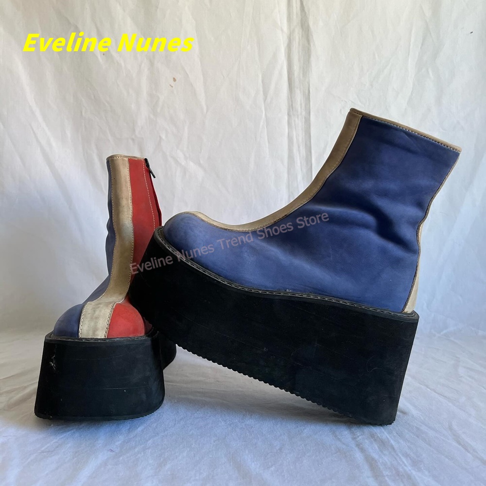 Y2K Red Blue Platform Ankle Bo – Block Heel Ankle Boots recenzja i cena
