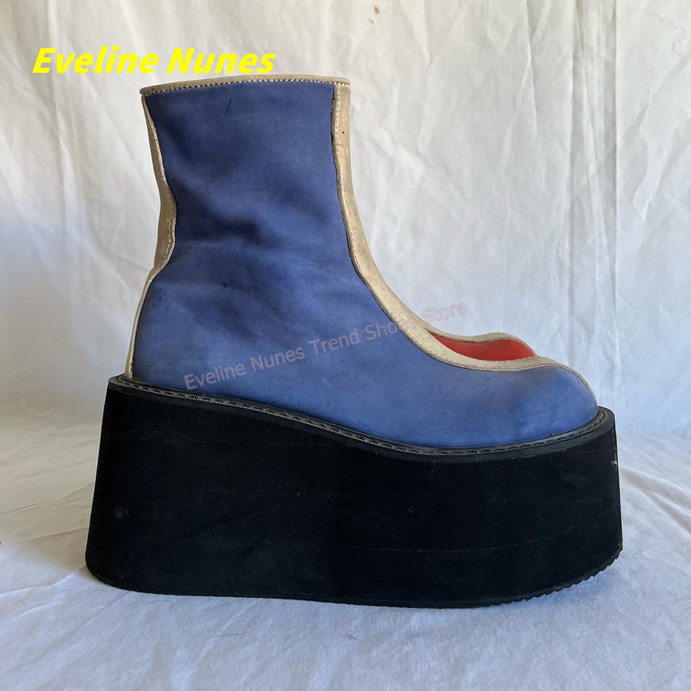 Y2K Red Blue Platform Ankle Bo – Block Heel Ankle Boots recenzja i cena
