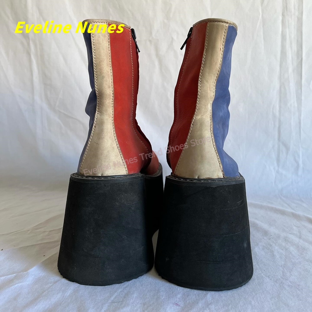 Y2K Red Blue Platform Ankle Bo – Block Heel Ankle Boots recenzja i cena