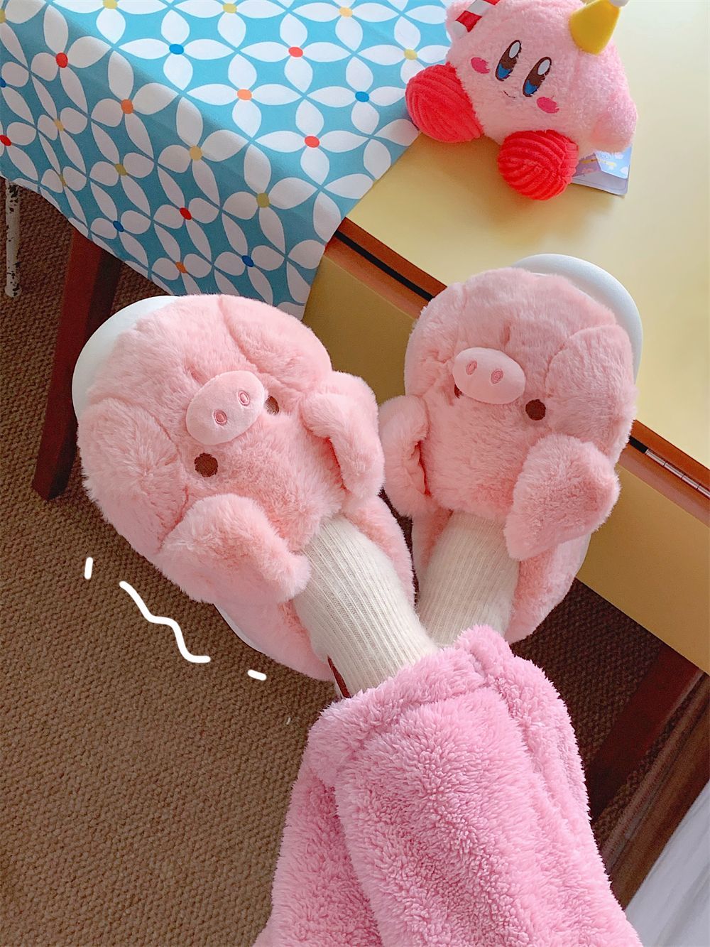 Feerldi Pink fluffy pig slippe – Women Shoes Winter recenzja i cena