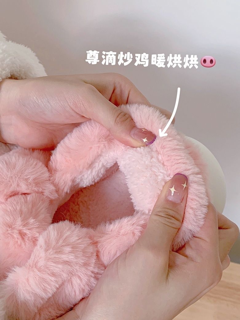Feerldi Pink fluffy pig slippe – Women Shoes Winter recenzja i cena