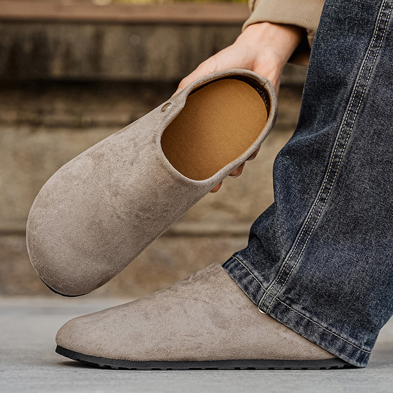 Men Suede Leather Slippers Mul – Women'S Shoes With Arch Support recenzja i cena