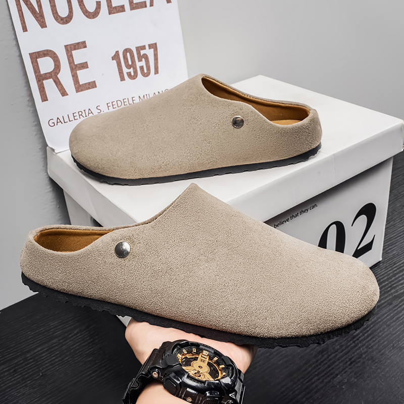 Men Suede Leather Slippers Mul – Women'S Shoes With Arch Support recenzja i cena