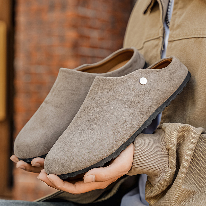 Men Suede Leather Slippers Mul – Women'S Shoes With Arch Support recenzja i cena