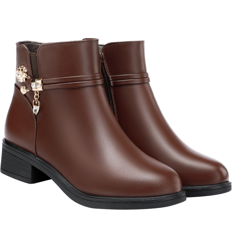 Women's Rhinestone Leather Boo – Women Shoes Jeans recenzja i cena
