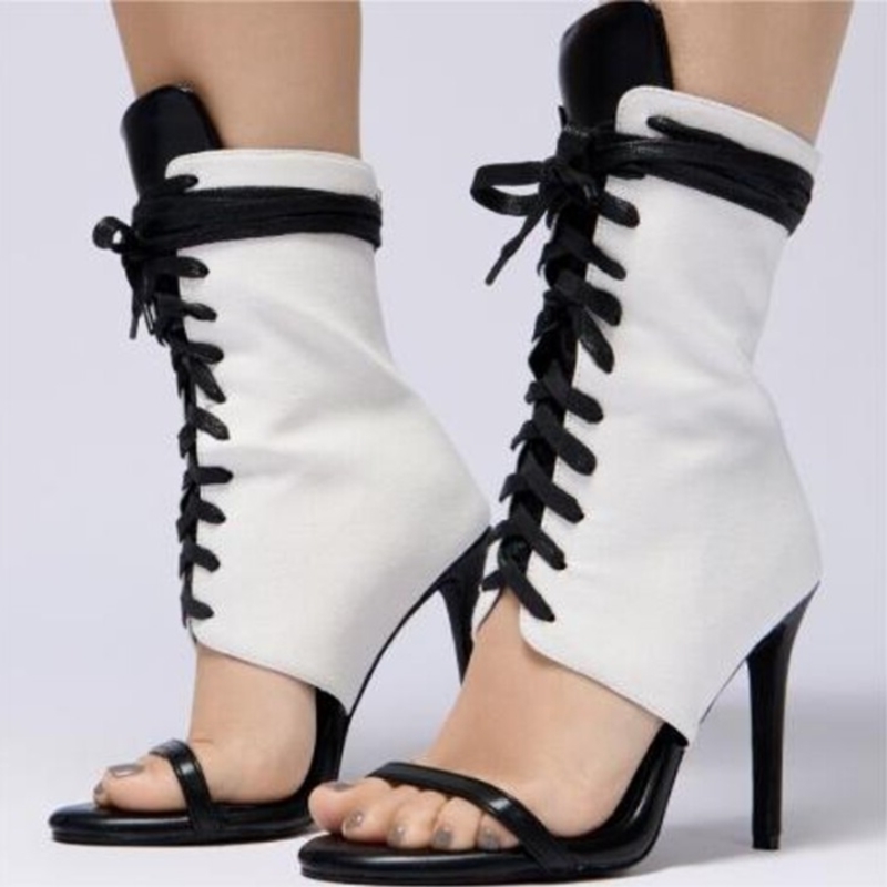 Black Lace up Tie Gladiator He – Women Shoes Boots recenzja i cena