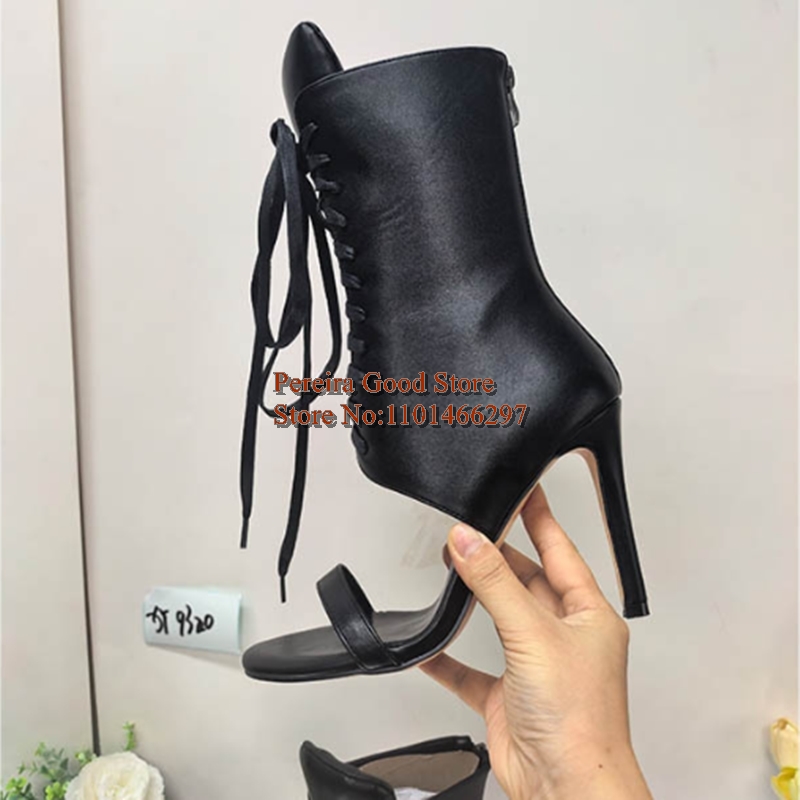 Black Lace up Tie Gladiator He – Women Shoes Boots recenzja i cena