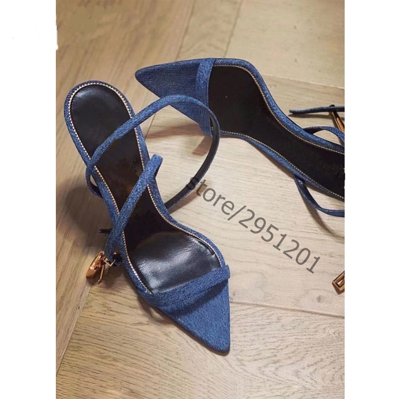 Sharp Pointed Gold Lock Strapp – Women Shoes Jeans recenzja i cena