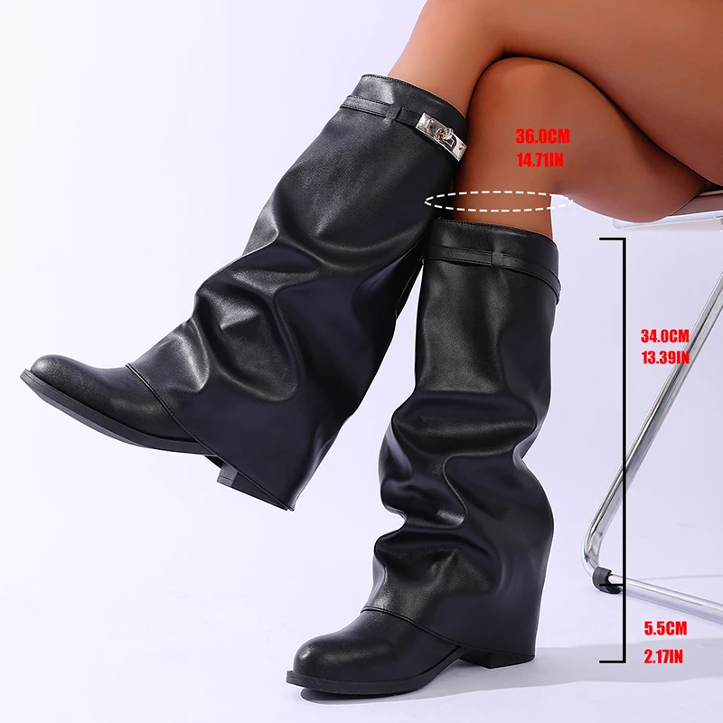 Brand Design Black Pu Leather  – High Knee Heel Boots recenzja i cena