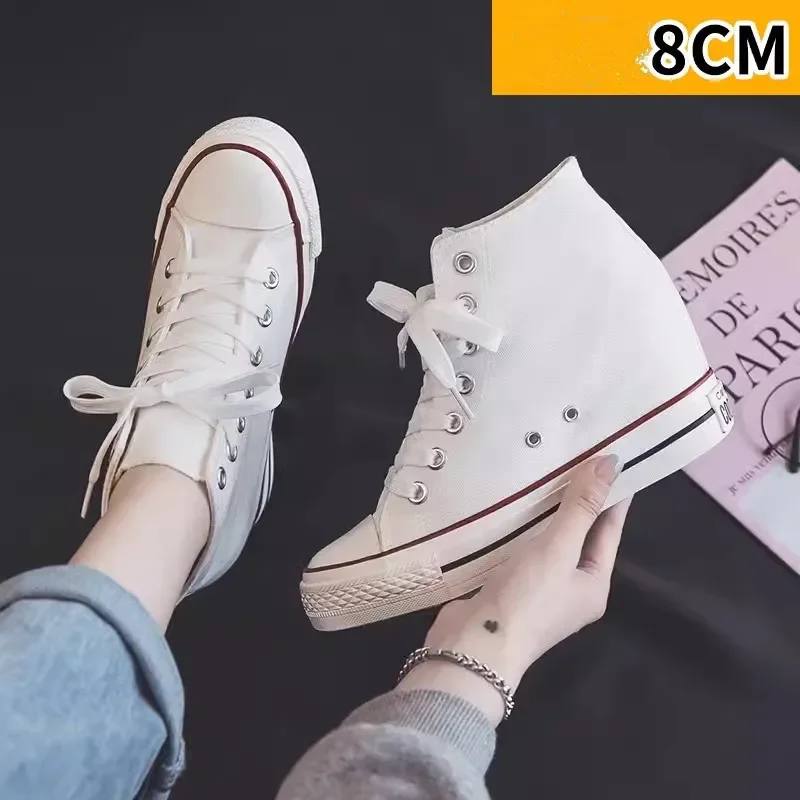 High 8cm Platform Canvas Shoes – Block Heel Ankle Boots recenzja i cena