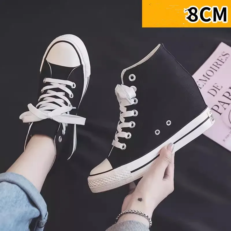 High 8cm Platform Canvas Shoes – Block Heel Ankle Boots recenzja i cena