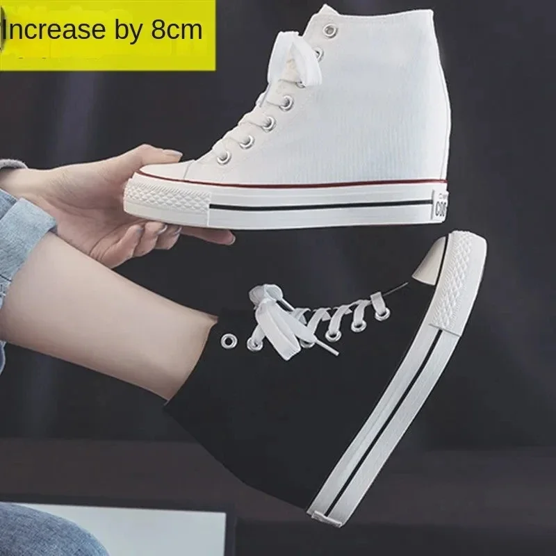 High 8cm Platform Canvas Shoes – Block Heel Ankle Boots recenzja i cena