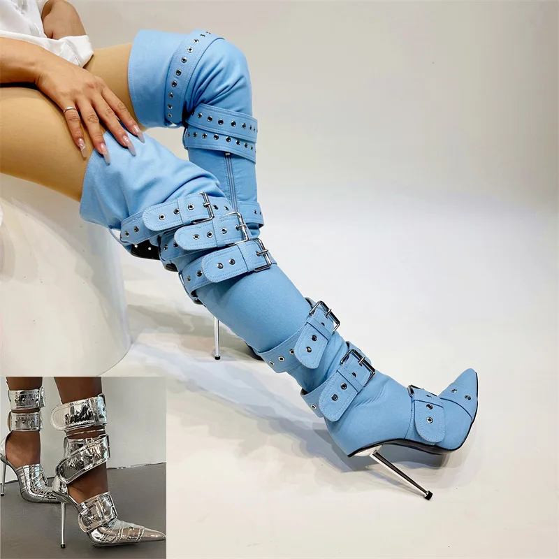 New Women Denim Metal Rivet Bu – Women Shoes Jeans recenzja i cena