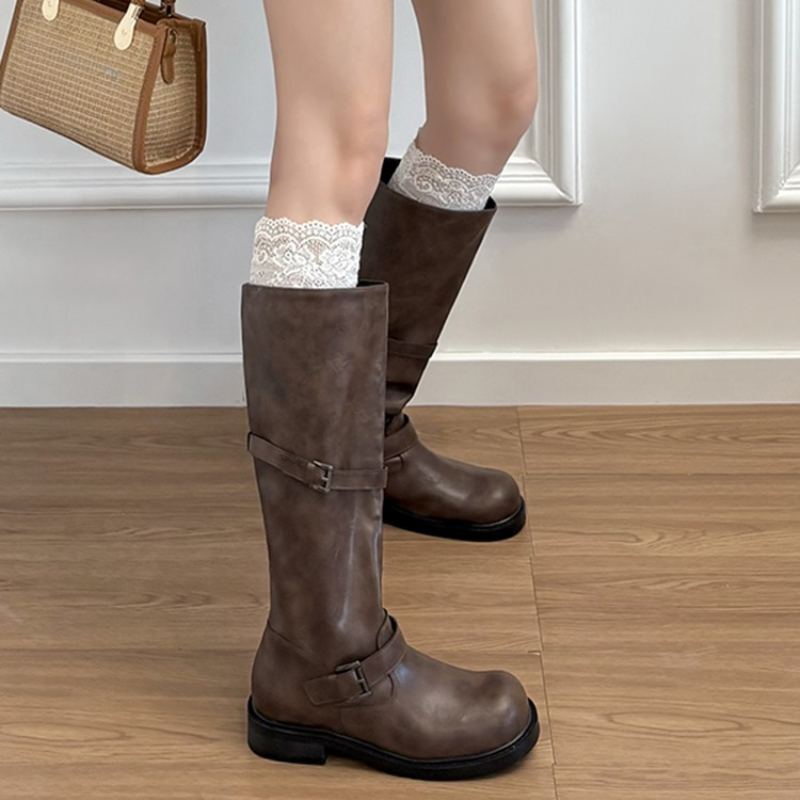 Vintage Belt Buckle Women Knee – High Knee Heel Boots recenzja i cena