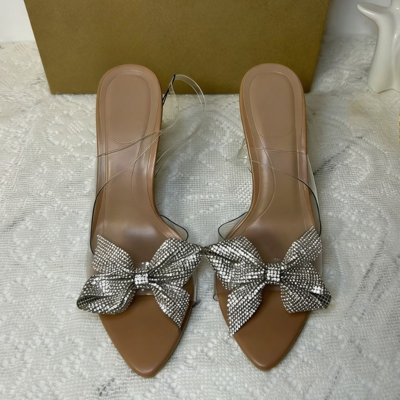 Clear PVC Rhinestone Bow Heels – Jelly Sandal Women recenzja i cena
