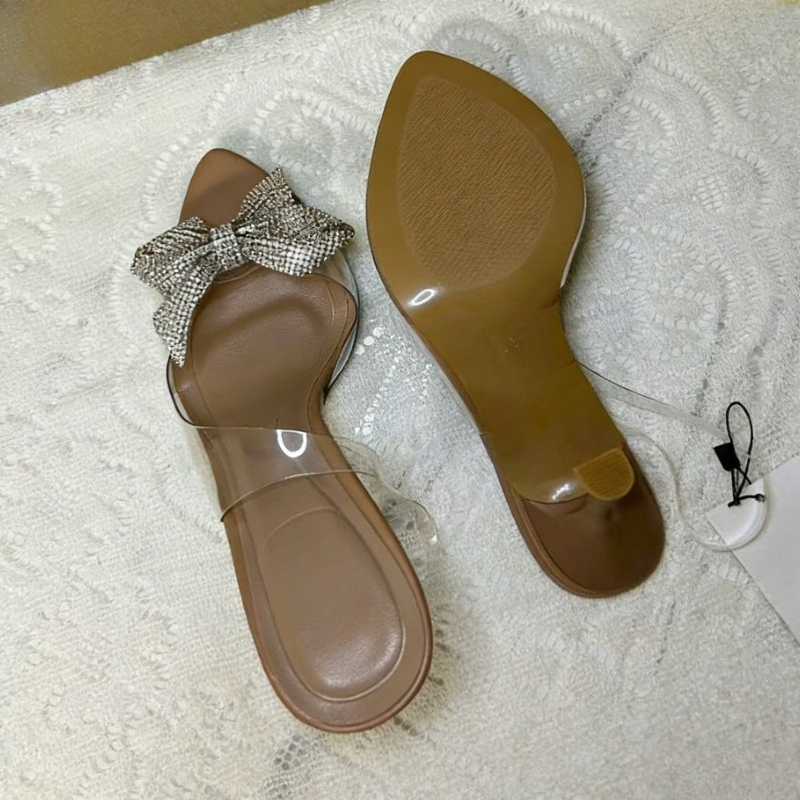 Clear PVC Rhinestone Bow Heels – Jelly Sandal Women recenzja i cena