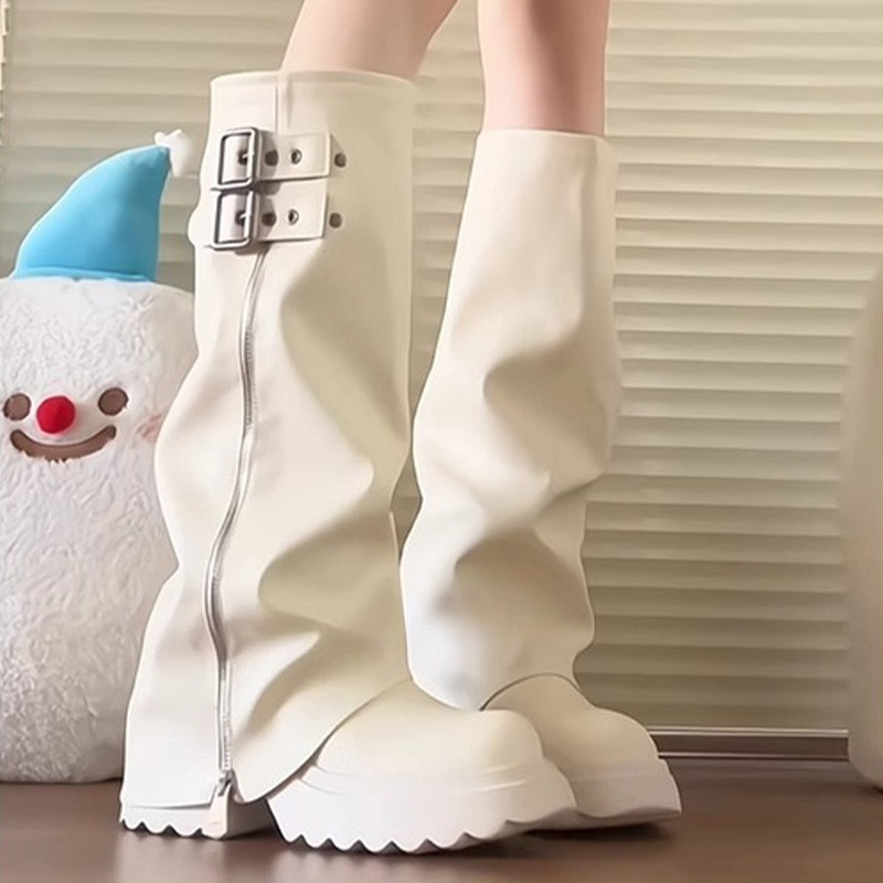 Punk Style Splicing Thick Bott – High Knee Heel Boots recenzja i cena