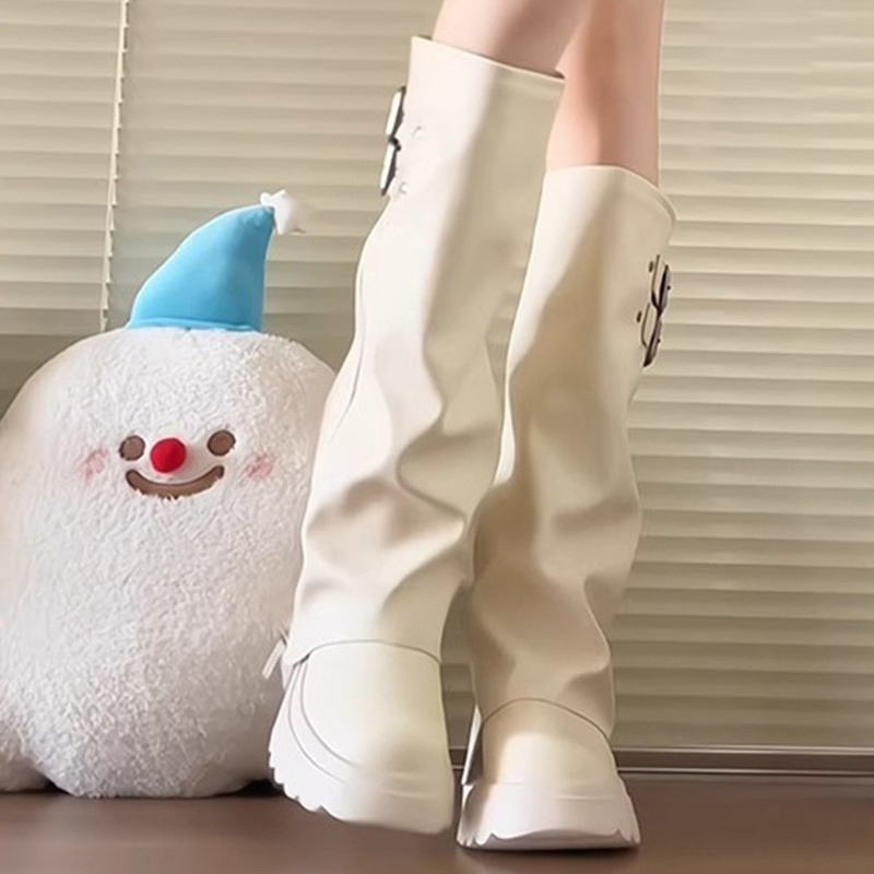 Punk Style Splicing Thick Bott – High Knee Heel Boots recenzja i cena