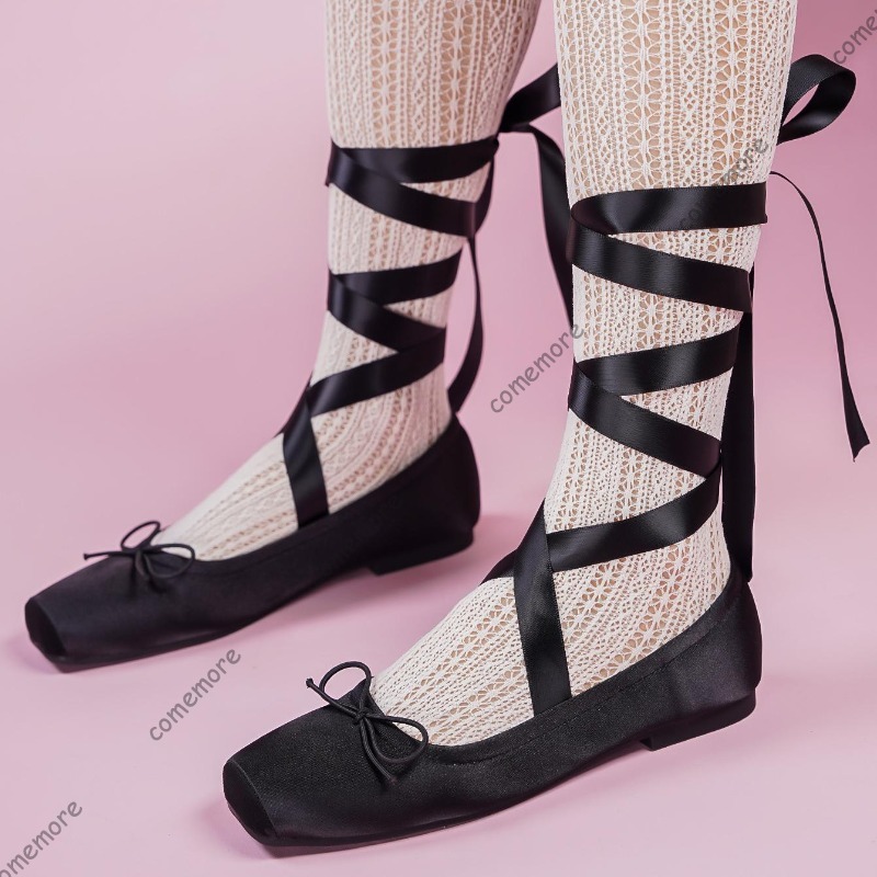 Women's Satin Ribbon Tie Balle – Shoes For Women Flats recenzja i cena