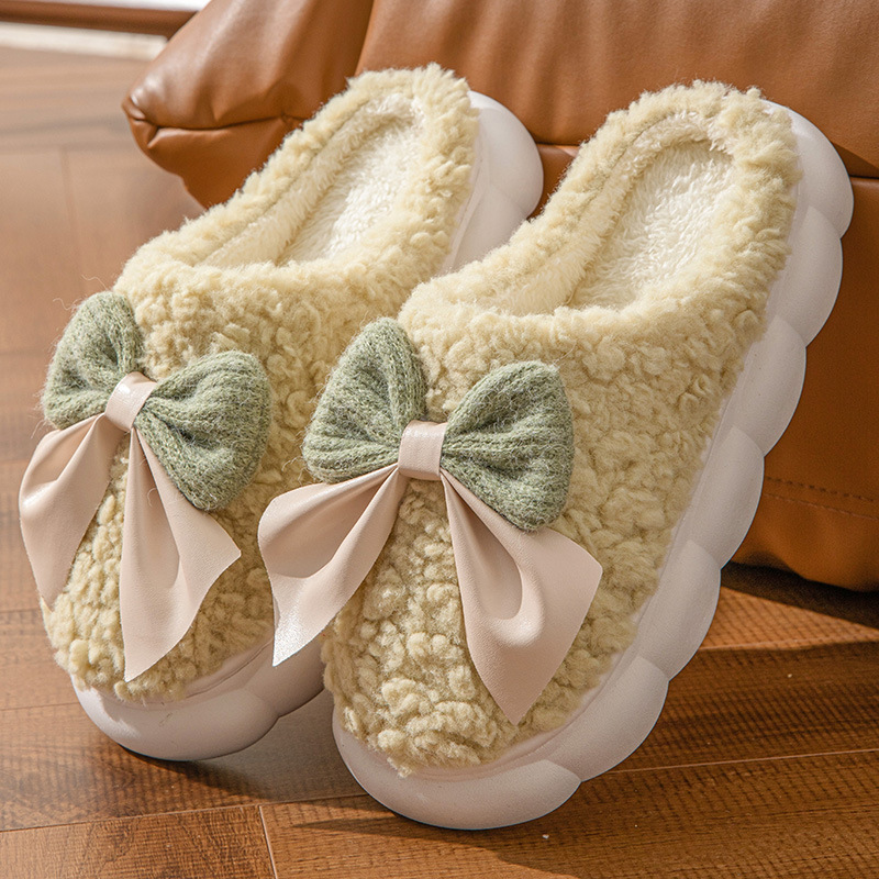 Sweet Bowknot Furry Indoor Sli – Women Shoes Winter recenzja i cena