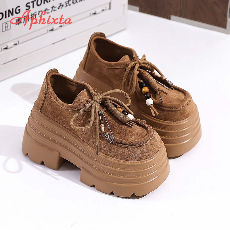 Aphixta Suede Upper Fringe Dec – Block Heel Ankle Boots recenzja i cena