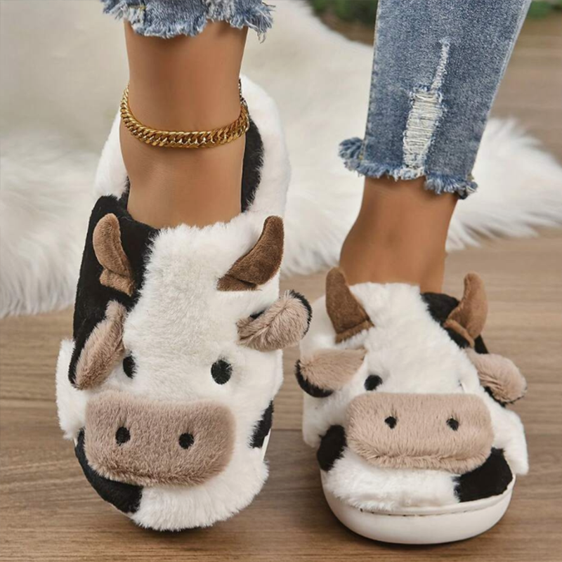 Soft Cow Slippers for Women -  – Women Shoes Winter recenzja i cena