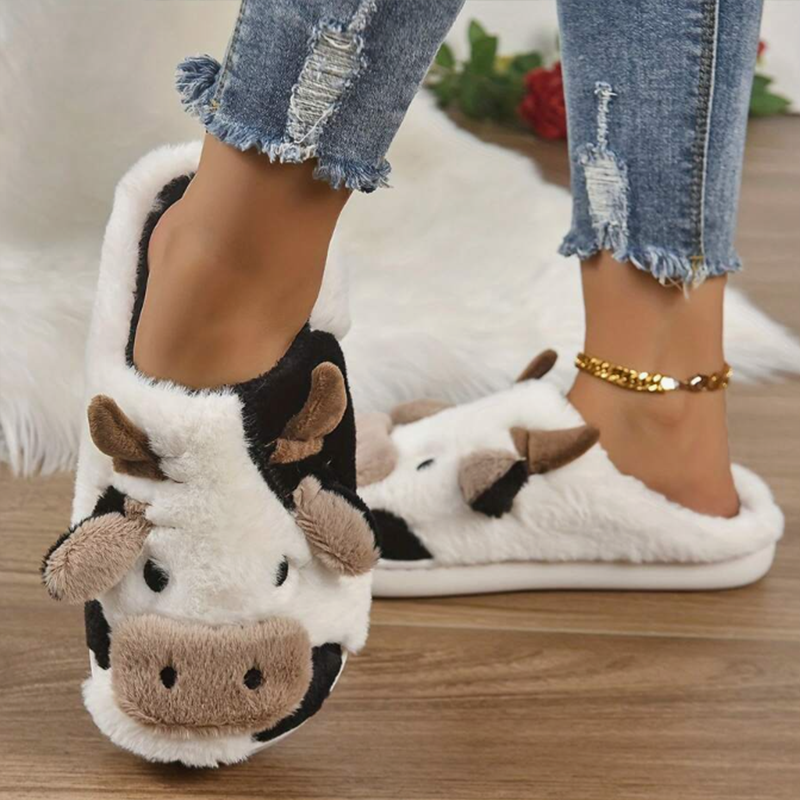 Soft Cow Slippers for Women -  – Women Shoes Winter recenzja i cena