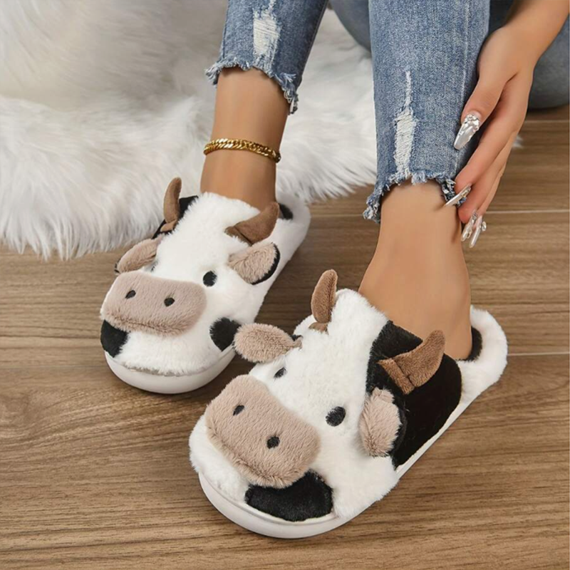 Soft Cow Slippers for Women -  – Women Shoes Winter recenzja i cena