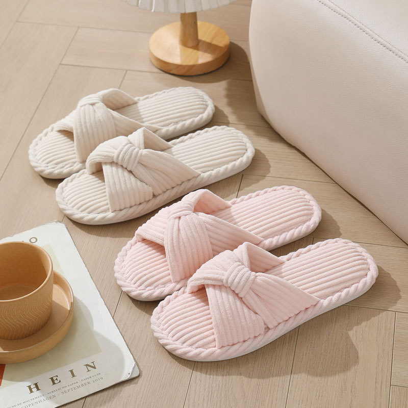 Corduroy Cross Strap Home Slip – Women Shoes Winter recenzja i cena