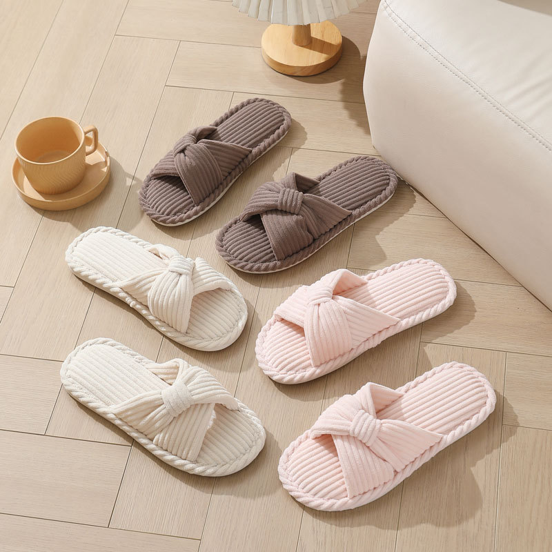 Corduroy Cross Strap Home Slip – Women Shoes Winter recenzja i cena