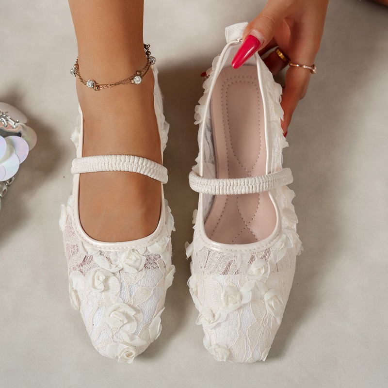 Fashion New Pink Lace Flower F – Shoes For Women Flats recenzja i cena