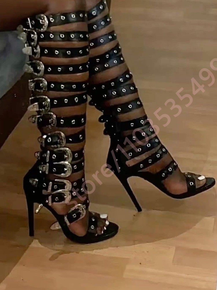 Women's Sexy Metal Buckle Long – High Knee Heel Boots recenzja i cena